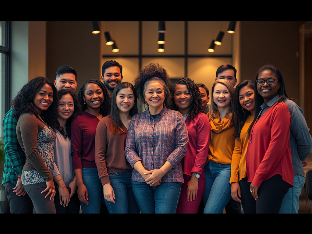 a diverse group of smiling people