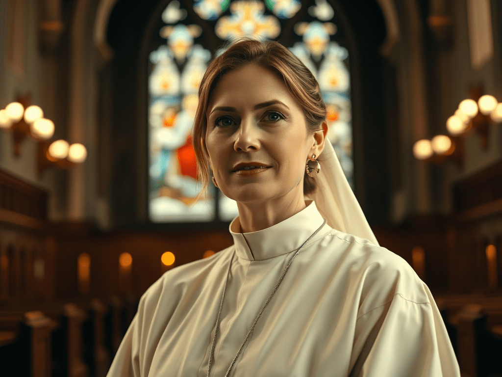 A woman priest in church