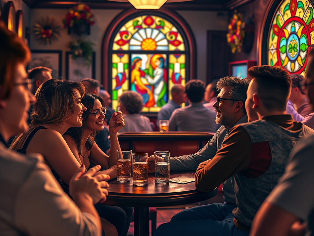 A group of people sitting at a bar