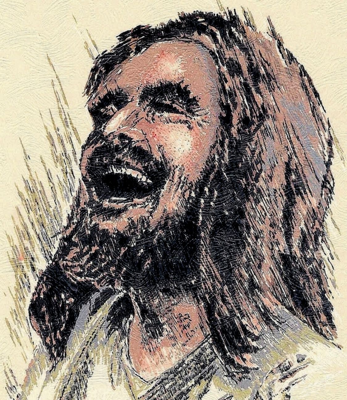 Painting of Jesus Christ laughing